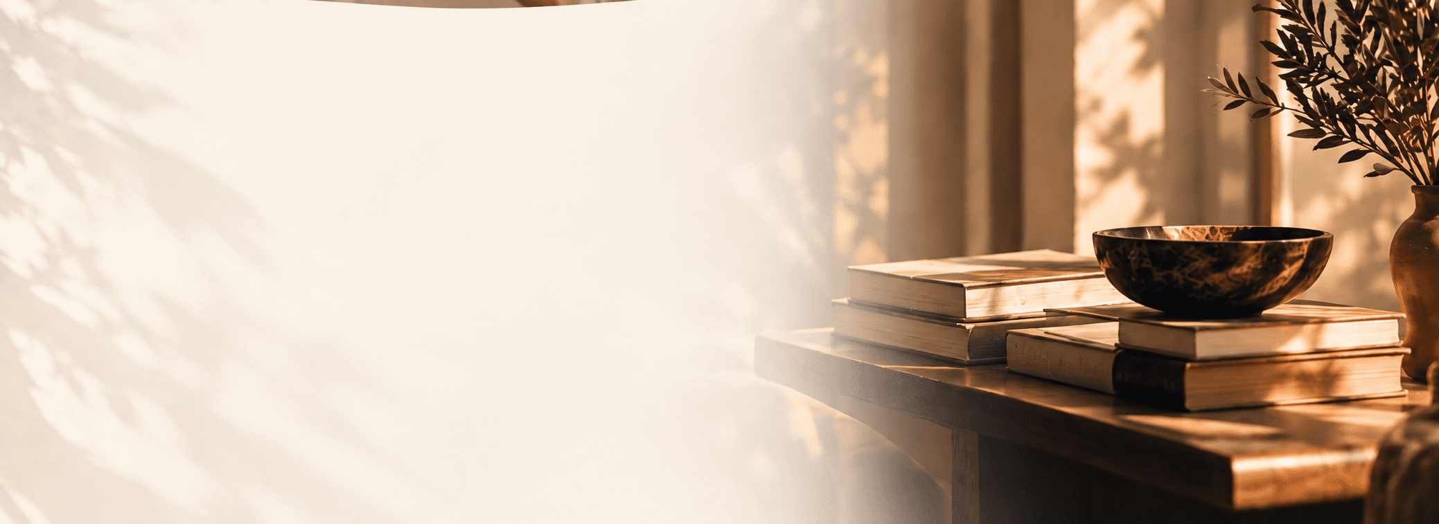Therapeutic desk with books and bowl
